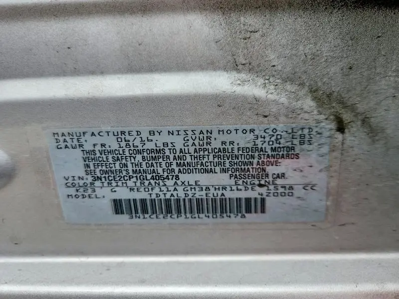 2016 NISSAN VERSA NOTE SV  