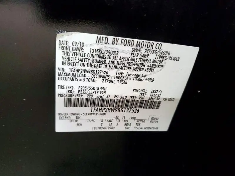 2011 FORD TAURUS SEL  