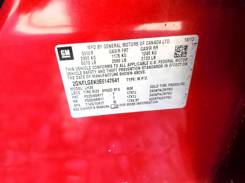 2014 CHEVROLET EQUINOX LT  