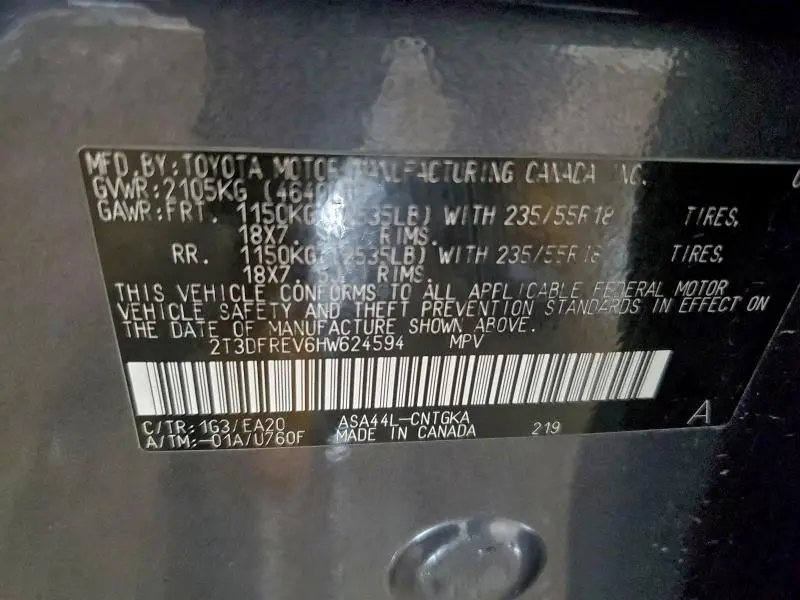 2017 TOYOTA RAV4 LIMITED  