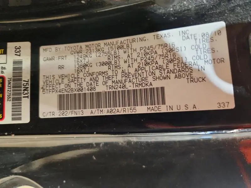 2011 TOYOTA TACOMA BASE  