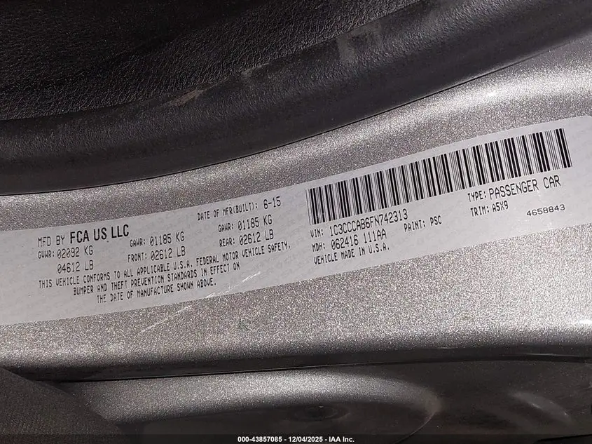 2015 CHRYSLER 200 LIMITED