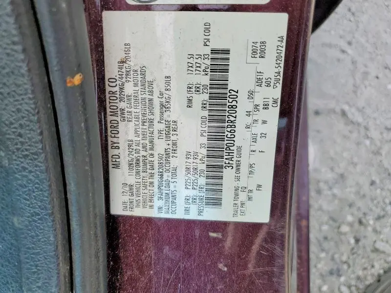 2011 FORD FUSION SEL  