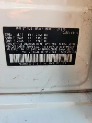 2015 SUBARU LEGACY 2.5I LIMITED  