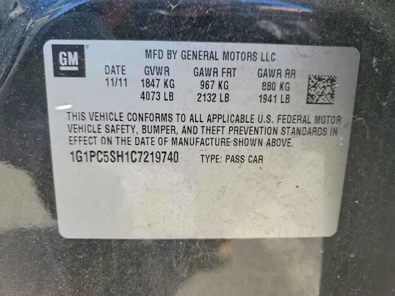 2012 CHEVROLET CRUZE LS  