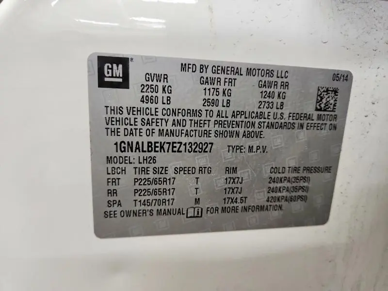 2014 CHEVROLET EQUINOX LT  