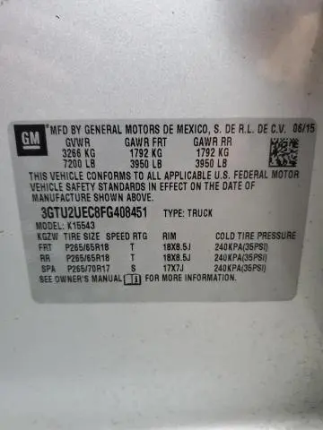 2015 GMC SIERRA K1500 SLE  