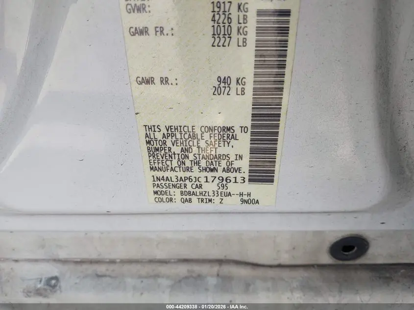 2018 NISSAN ALTIMA 2.5 SR