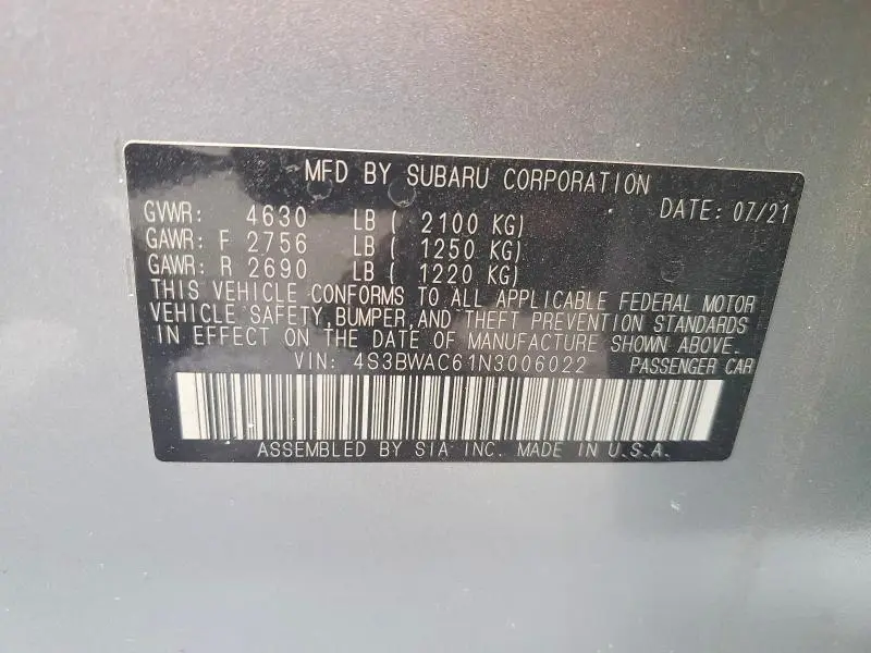 2022 SUBARU LEGACY PREMIUM  