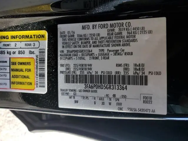 2016 FORD FUSION SE  