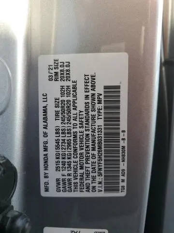 2021 HONDA PILOT SE