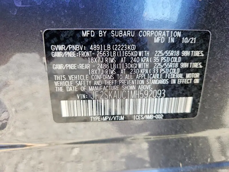 2021 SUBARU FORESTER LIMITED  