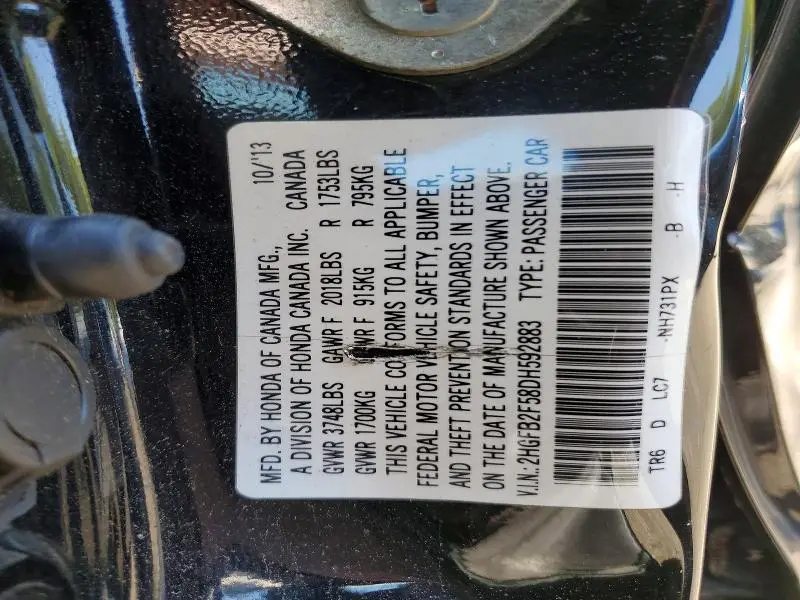 2013 HONDA CIVIC LX  