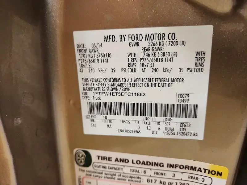 2014 FORD F150 SUPERCREW  