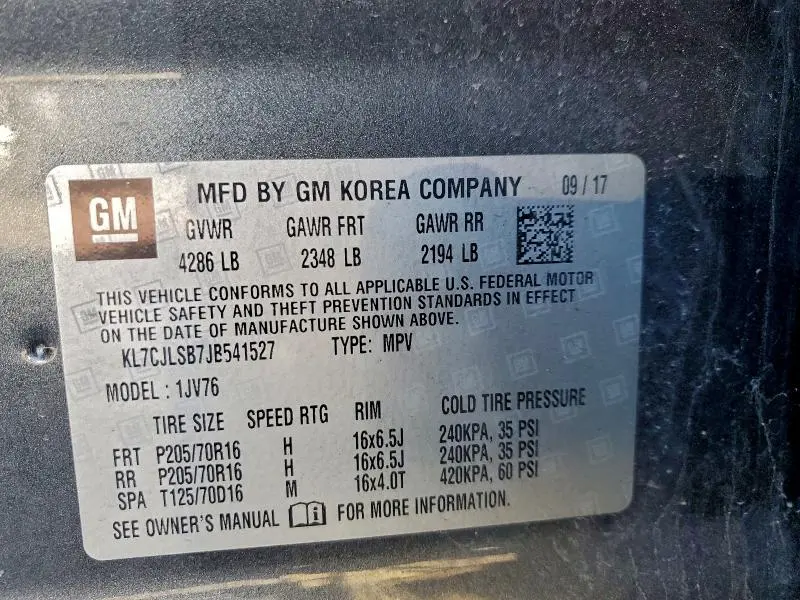 2018 CHEVROLET TRAX 1LT  