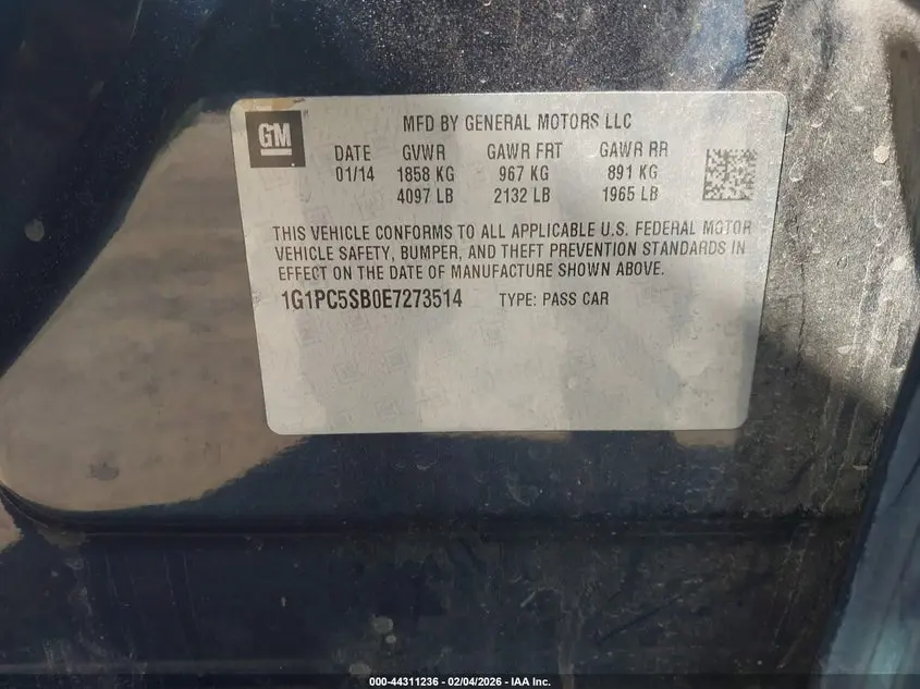 2014 CHEVROLET CRUZE 1LT AUTO