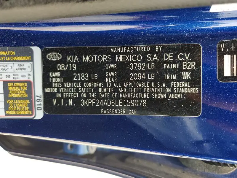 2020 KIA FORTE LXS  