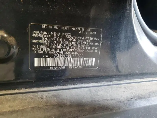 2011 SUBARU FORESTER 2.5X  