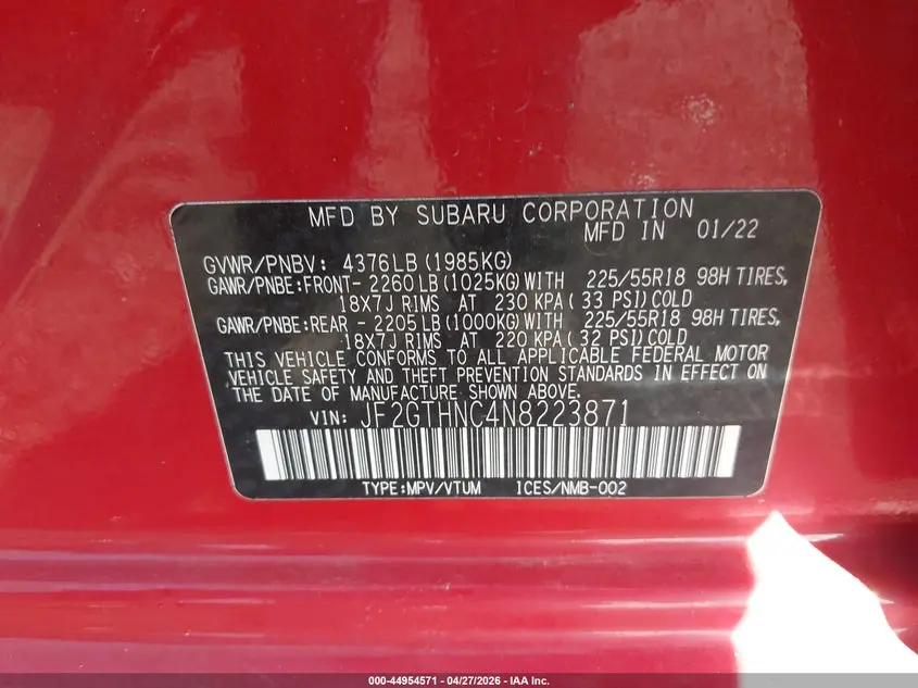 2022 SUBARU CROSSTREK LIMITED