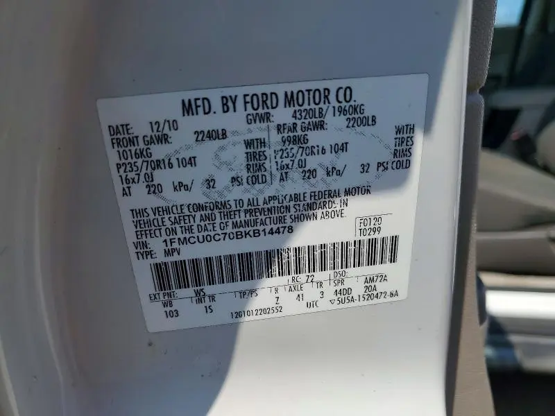 2011 FORD ESCAPE XLS  