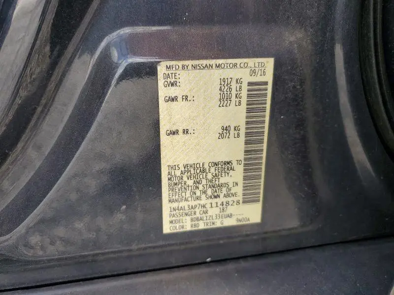 2017 NISSAN ALTIMA 2.5 SV  