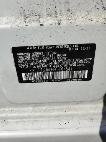 2012 SUBARU IMPREZA PREMIUM  