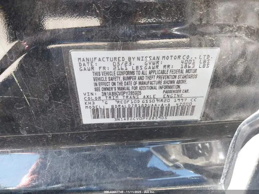 2023 NISSAN SENTRA SV XTRONIC CVT