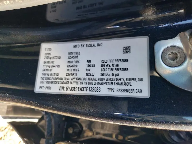 2026 TESLA MODEL 3   