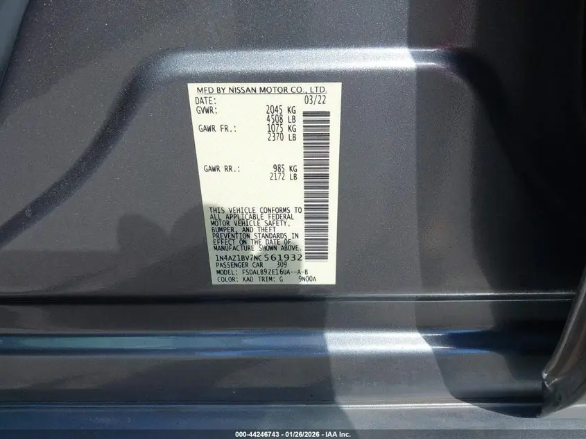 2022 NISSAN LEAF S 40 KWH