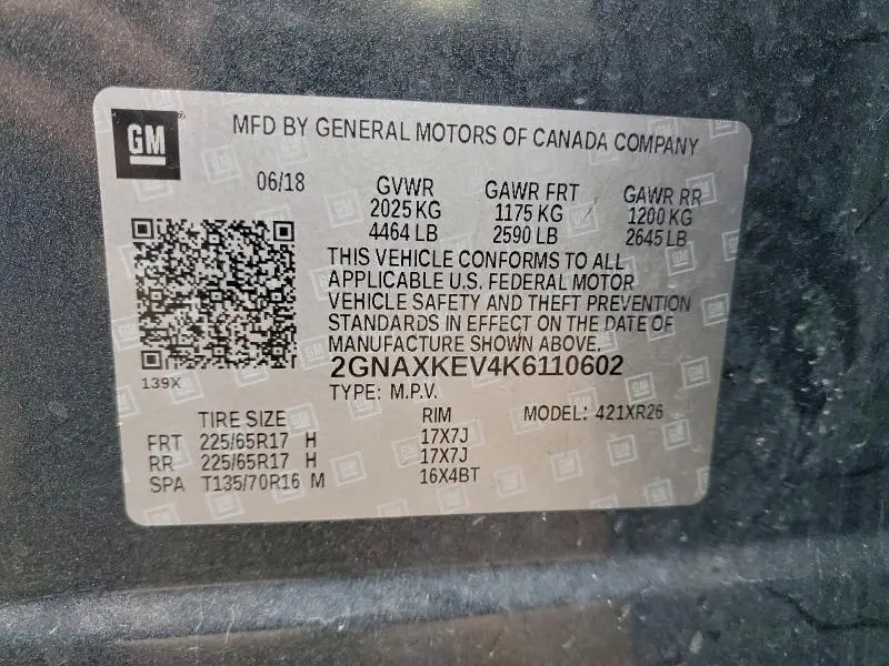 2019 CHEVROLET EQUINOX LT  