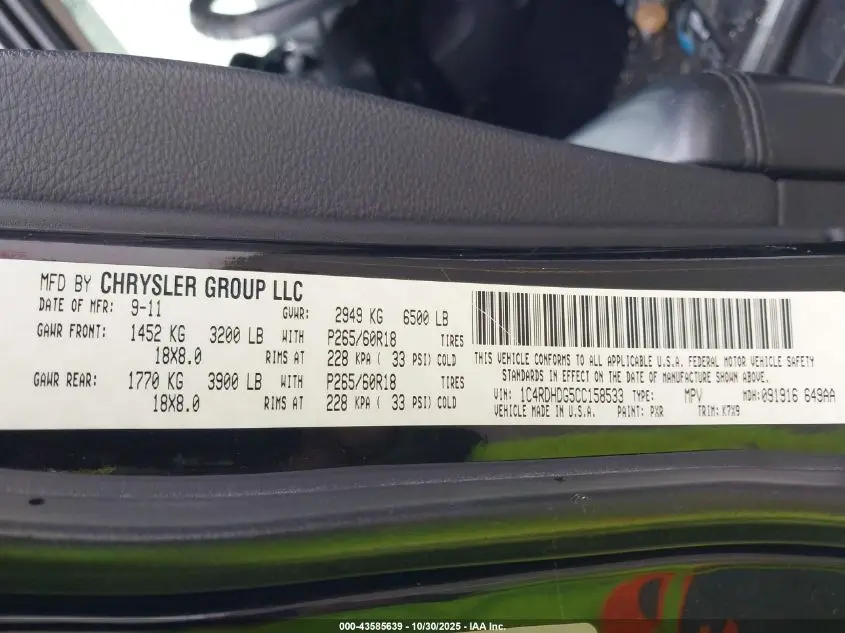 2012 DODGE DURANGO CREW