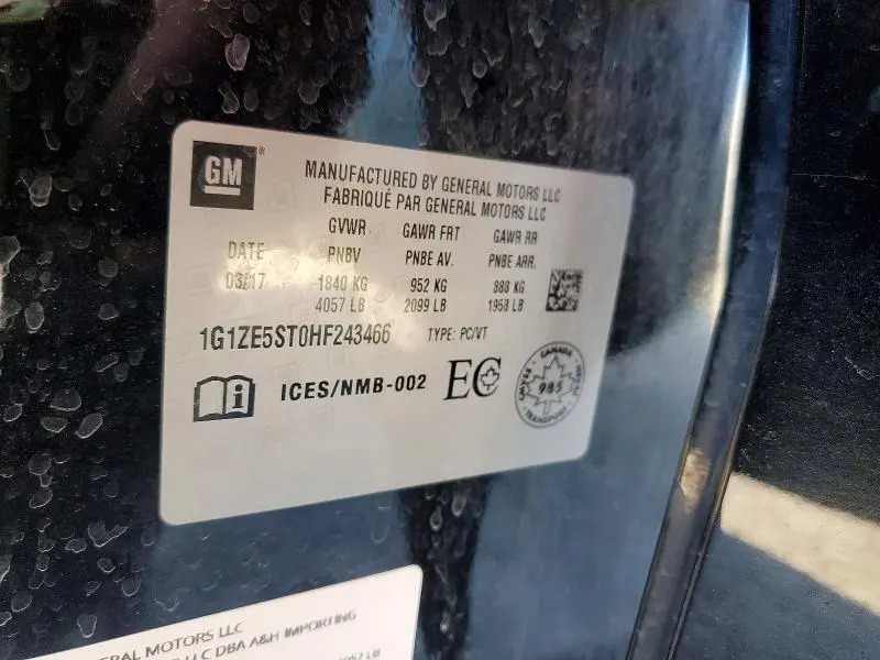 2017 CHEVROLET MALIBU LT  