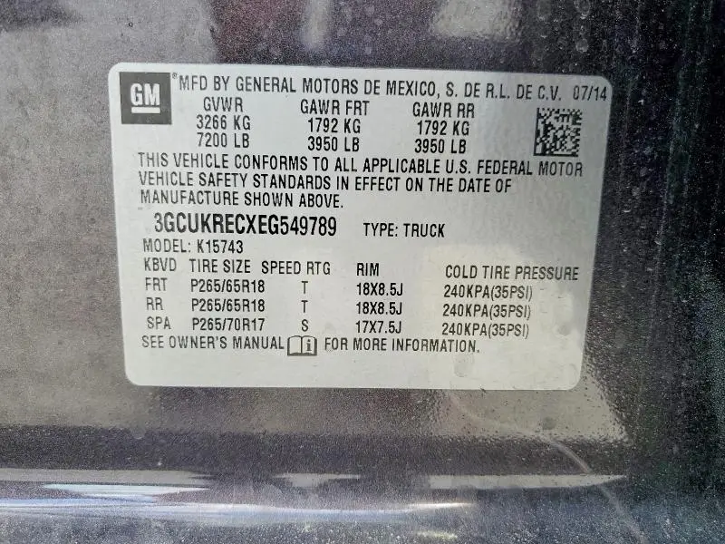 2014 CHEVROLET SILVERADO K1500 LT  