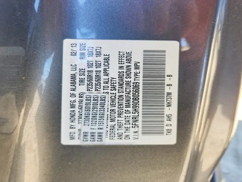 2013 HONDA ODYSSEY TOURING  
