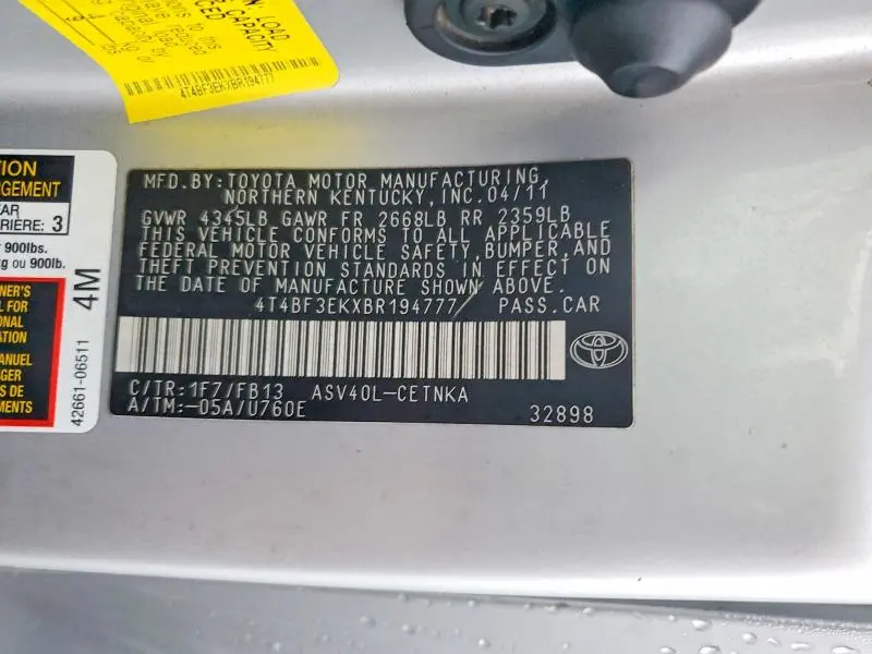 2011 TOYOTA CAMRY BASE  