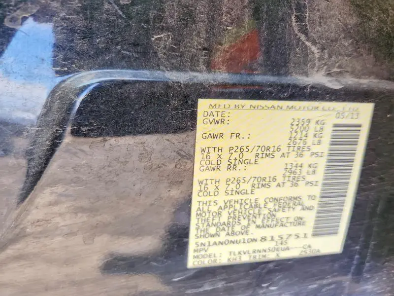 2013 NISSAN XTERRA X  
