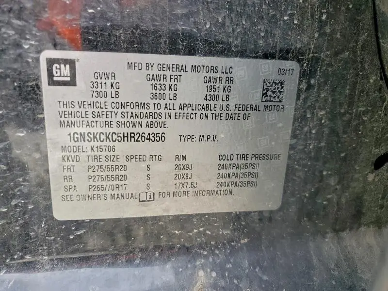 2017 CHEVROLET TAHOE K1500 PREMIER  