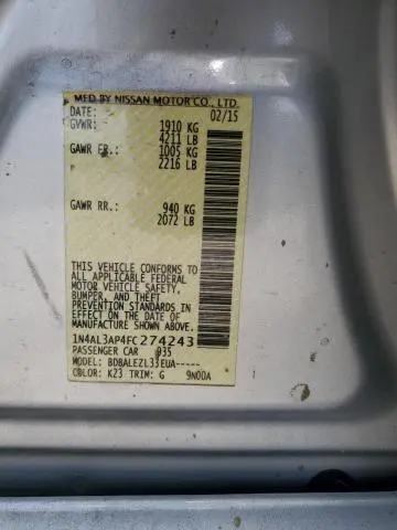 2015 NISSAN ALTIMA 2.5  