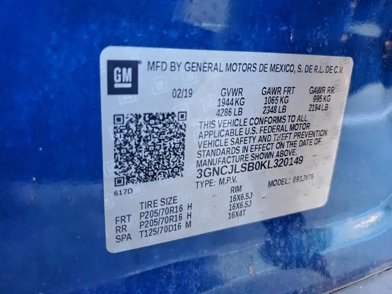 2019 CHEVROLET TRAX 1LT  