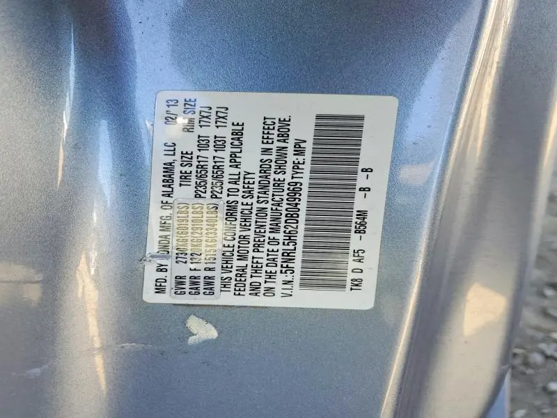 2013 HONDA ODYSSEY EXL  