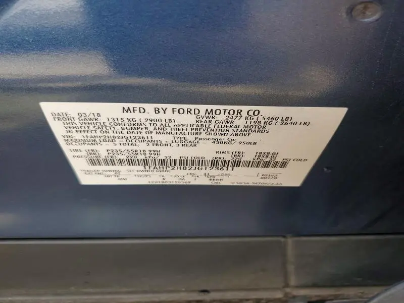 2018 FORD TAURUS SEL  