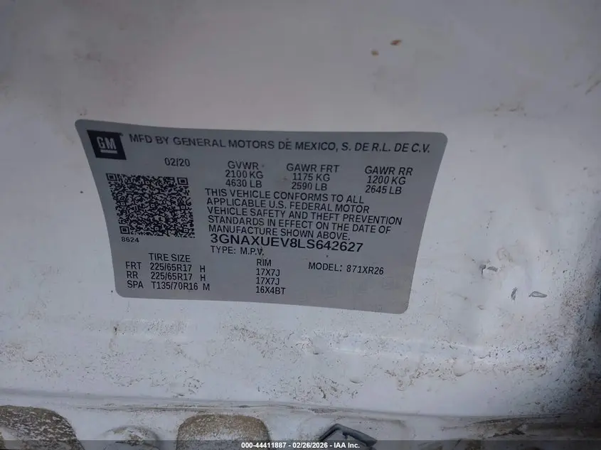 2020 CHEVROLET EQUINOX AWD LT 1.5L TURBO