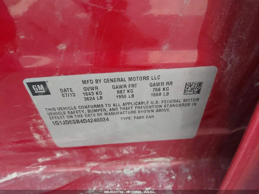 2013 CHEVROLET SONIC LT MANUAL