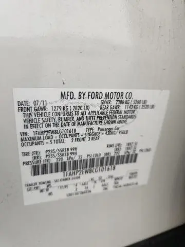 2012 FORD TAURUS SEL