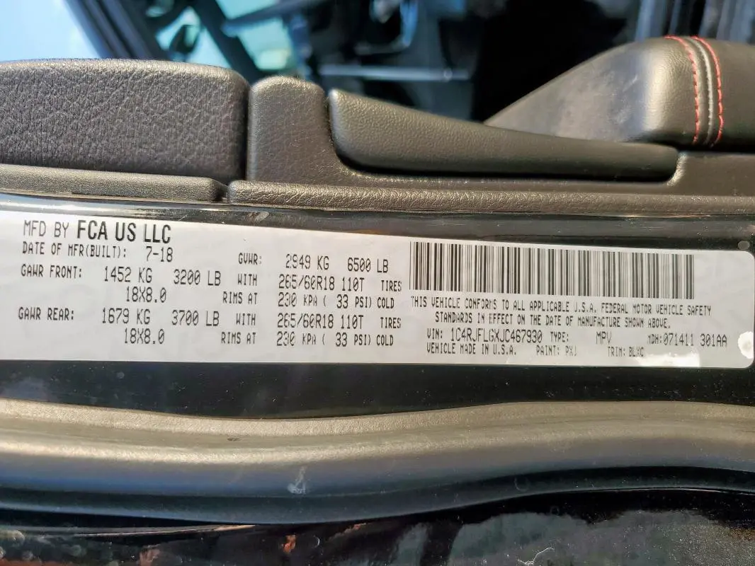 2018 JEEP GRAND CHEROKEE TRAILHAWK  