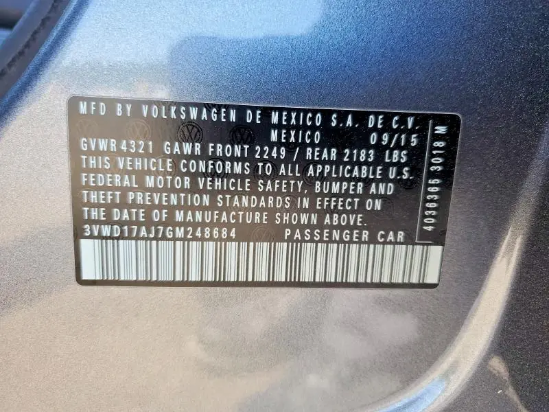2016 VOLKSWAGEN JETTA SPORT  