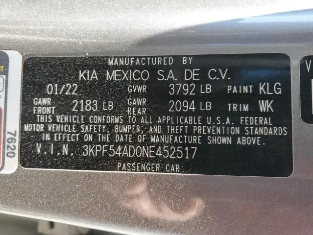 2022 KIA FORTE GT LINE  