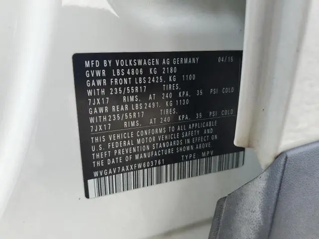 2015 VOLKSWAGEN TIGUAN S  