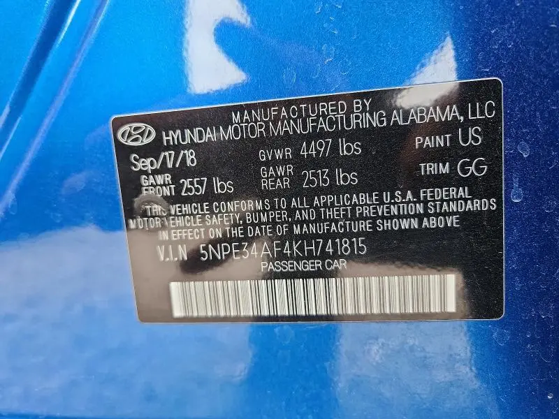 2019 HYUNDAI SONATA LIMITED  