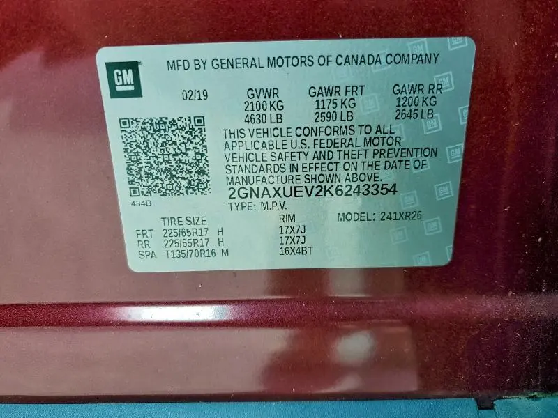 2019 CHEVROLET EQUINOX LT  